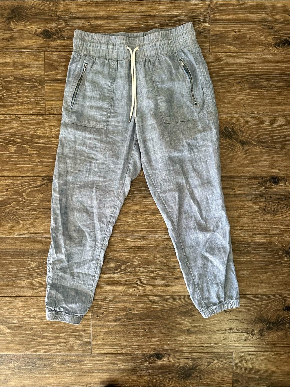 Athleta Cabo Linen Chambray Drawstring Joggers